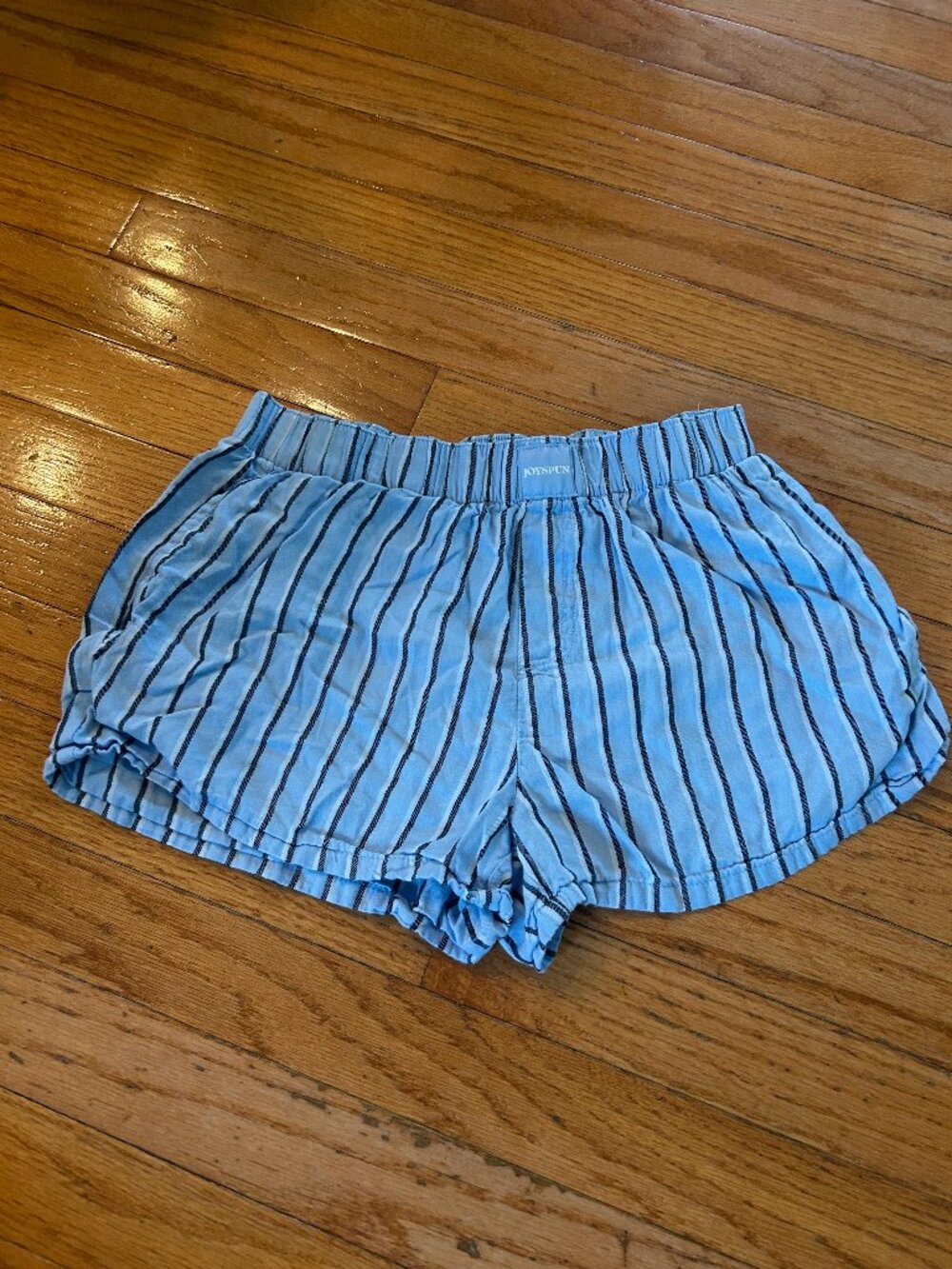 Joyspun Women's Woven Pajama Boxer Shorts, 3'' Inseam, Size xs blue lark stripe